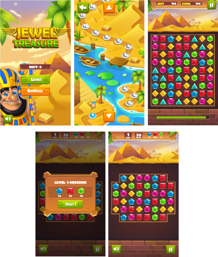 Jewel Treasure - HTML5 Puzzle Game (Construct 3)