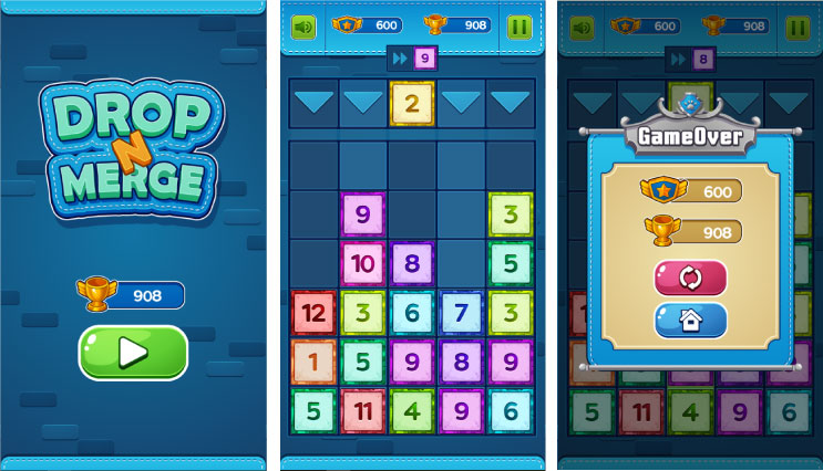 Drop N Merge - HTML5 Puzzle Game (Phaser 3) - 1